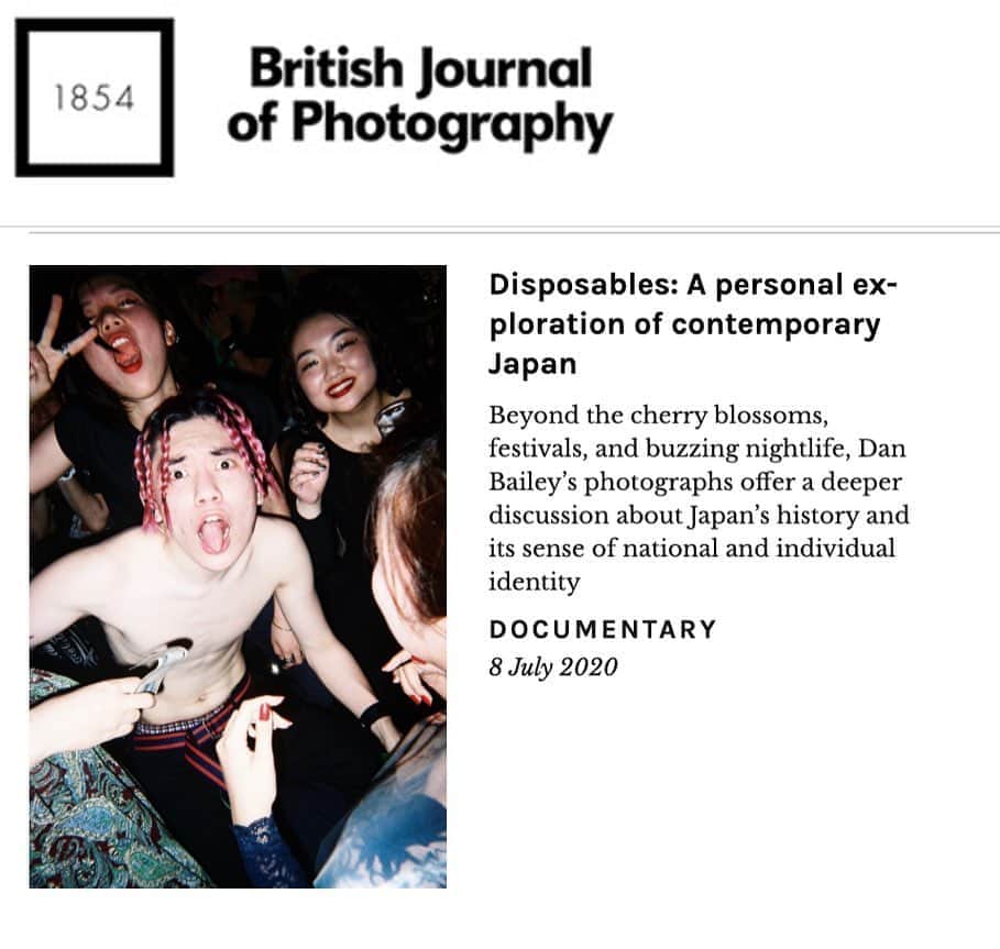 東京DANDYのインスタグラム：「My interview with the British Journal of Photography is now up online - link in bio and stories. I'm grateful for this opportunity to discuss my work, thank you x ⁣ ⁣ About this photo, on the surface, this is a depiction of latter-day Heisei era Japanese youth in a nightclub in Tokyo. I titled the photo 'Hiroshima Boy' in reference to the boy (Mikoto) in the center. He's from Hiroshima Prefecture. If you were to google the term 'Hiroshima Boy', images from WW2 are what will come up. Whilst acknowledging that history, I wanted to fuck with that algorithm by presenting a contemporary image of someone from Hiroshima in the here and now. ⁣ ⁣ #使い捨てカメラ #Dispsoables #35mm #Hiroshima #PhotoBook」