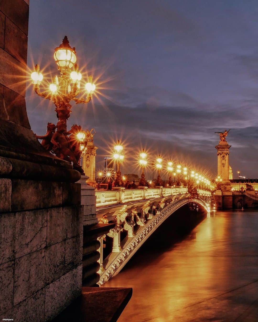 nathparisのインスタグラム：「CITY OF LIGHTS ✨ . Walk on the Alexandre III bridge」