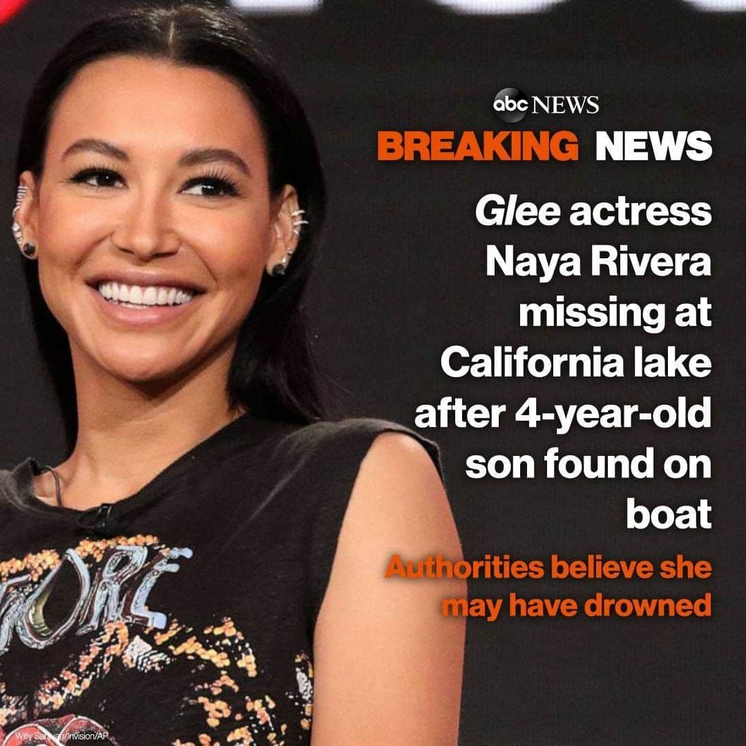 ABC Newsさんのインスタグラム写真 - (ABC NewsInstagram)「Actress Naya Rivera, known for role on the hit TV show "Glee," is missing after authorities found her 4-year-old son drifting alone on a boat at Lake Piru in California. Authorities believe she may have drowned. #nayarivera #glee #actress #lakepiru #california #boating」7月10日 0時46分 - abcnews