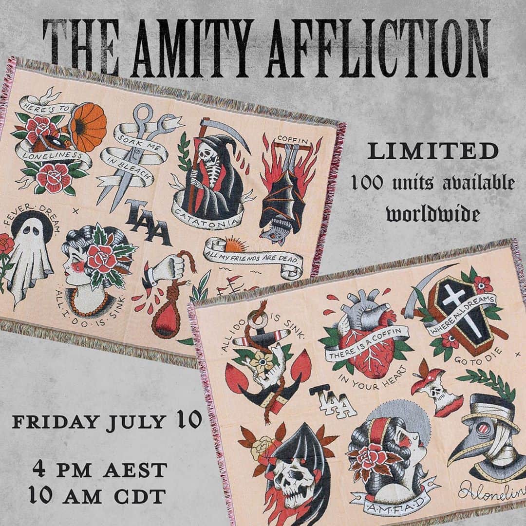 The Amity Afflictionさんのインスタグラム写真 - (The Amity AfflictionInstagram)「Limited run of throw rugs available now in Australia and 10 am CDT in the US tomorrow morning. Link in bio!」7月10日 15時13分 - theamityaffliction