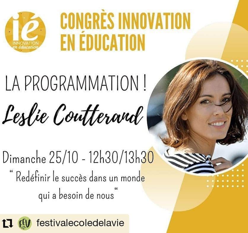 Leslie Camila-Roseのインスタグラム：「J'ai la joie de retrouver @julien_peron_officiel et toute son équipe de @festivalecoledelavie pour ce congrès sur l'éducation en octobre.  J'aborderai le conditionnement social et digital, et leur influence sur notre idée du succès. Nous découvrirons ensemble la nécessité de déconstruire nos rêves et comprendre d'où viennent nos ambitions afin de s'accomplir pleinement tout en restant alignés à nos valeurs.   Des questions essentielles, à se poser à tout âge.  Tickets -> lien dans ma bio :)   #Repost @festivalecoledelavie • • • • • • 👉Aujourd’hui, nous vous présentons @leslie_coutterand , qui interviendra le dimanche 25 octobre à 12h30 sur le thème “  Redéfinir le succès dans un monde qui a besoin de nous “.   👉Ancienne actrice, Leslie Coutterand est un exemple de remise en question ! En effet, après une carrière de 10 ans dans le monde du cinéma, elle quitte tout pour oeuvrer essentiellement sur des projets qui ont un impact positif sur la société et l’environnement. En s’inspirant de son parcours personnel, Leslie, à travers ses conférences, explore l’impact du conditionnement de la société, des médias et des réseaux sociaux sur nos besoins, nos rêves et nos ambitions. Elle nous invite à nous reconnecter à nous-mêmes, aux autres et à la nature, pour trouver ce qui nous fait réellement vibrer, et surtout, pour créer dans un monde qui a besoin de nous !  👉Rendez-vous au Congrès Innovation en éducation pour rencontrer Leslie Coutterand, les 24 & 25 octobre 2020, espace Charenton à Paris ! Prenez vos billets par ici : https://www.innovation-en-education.fr/billetterie/  #education #educationpositive #educationalternative #congresdeleducation #cestquoilebonheurpourvous #accomplissent #epanouissement #alignement #etreheureux #mindful #confianceensoi #bienetre #montessori #ecolededemain #conditionnement #reseauxsociaux #digitaldetox #bienetredigital #speaker」
