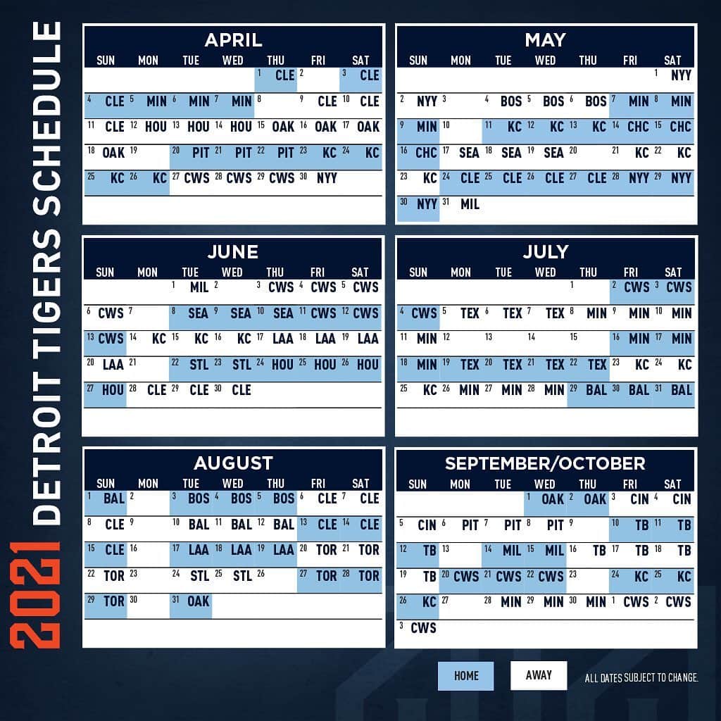 デトロイト・タイガースさんのインスタグラム写真 - (デトロイト・タイガースInstagram)「Mark your calendars! 🗓 The 2021 schedule is out!」7月10日 7時51分 - tigers