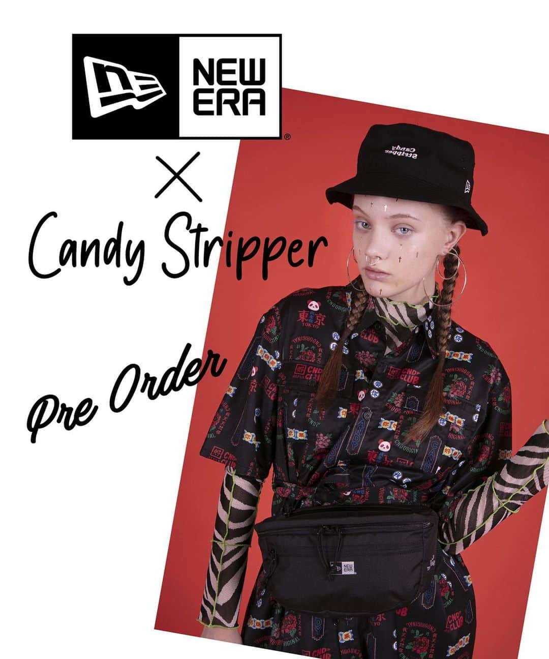 板橋よしえのインスタグラム：「. 🔥NEW ERA®︎ ×Candy Stripper🔥﻿ ﻿ 今年も！NEW ERA®︎とCandy Stripperのコラボレーションがお目見えです！ ﻿ 発売に先駆け、本日7/10(金)より全国のCandy StripperのSHOPとCANDY STORE(18時～)、ZOZOTOWN(12時～)にて先行予約の受付がスタートします！  今年はキャップとバケットハット、ウエストバッグの3型作りました🔥🔥🔥 LOOKやMAGAZINEのスタイリングでも大活躍のアイテムです☺️ ———————————————————————— 7月下旬発売予定﻿ ☑︎ CANDY LOGO CASUAL CLASSIC CAP ¥7,000(in tax)﻿ color: BLACK﻿ ﻿ シンプルなベースボールキャップに Candy Stripperの反転ロゴを刺繍をあしらった別注モデル。 フロント部分に芯がなく、軽く柔らかな被り心地が特徴です。 後ろ部分のアジャスターはスナップボタンで容易に着脱できるイージースナップ仕様になっており、 バックやベルトループなどに簡単に取り付けることが可能です。  ︎ ☑︎ CANDY LOGO BUCKET ¥7,500(in tax)﻿ color: BLACK﻿  フロントにCandy Stripperの反転ロゴを刺繍、レフトサイドにはNewEraのロゴをレイアウトした別注モデル。  ︎ ☑︎ CANDY LOGO EXPLORER WAIST BAG ¥8,000(in tax)﻿ color: BLACK﻿  レフトサイドと底部分にリフレクティブ仕様の CANDY LOGOをプリントした別注モデル。 撥水加工を施した軽量で引き裂き強度の高いリップストップ生地を採用。 アウトドアシーンでの使用を想定した エクスプローラーシリーズのウエストバック。 ———————————————————————— #newera﻿ #candystripper ﻿」
