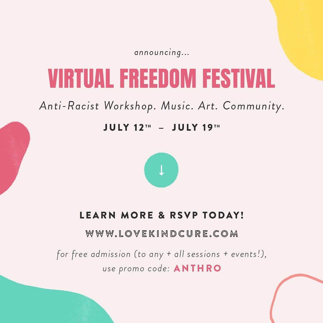 Anthropologieさんのインスタグラム写真 - (AnthropologieInstagram)「You’re invited! Join us as we partner with @LoveKindCure for their Virtual Freedom Festival from 7/12—7/19! Founded by @CleyvisNatera and @MagogodiMakhene, Love As A Kind Of Cure uses art and creativity to address critical social issues, activating positive dialogue and action through joyful digital gatherings in pursuit of equality. Followers receive free tickets to any and all Freedom Festival events with code “ANTHRO.” Get your tickets now with the link in our bio. We’ll see you there! #LoveKindCure    To learn more about our path toward greater diversity and inclusion – and to stay up-to-date on events and partnerships – please visit the link in our bio.」7月11日 0時27分 - anthropologie