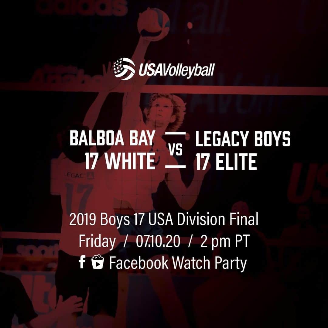USA Volleyballさんのインスタグラム写真 - (USA VolleyballInstagram)「What better way to end #USAVwatchparty week with a SoCal battle royale! @balboabayvolley vs @legacy_volleyball_club in the 2019 Boys 17 USA Division Final had spectators on the edge of their seats! Get ready for some high flying volleyball action!  Head over to our Facebook now (link in bio) and set your ⏰ to watch it LIVE today at 2pm PT!」7月11日 1時00分 - usavolleyball
