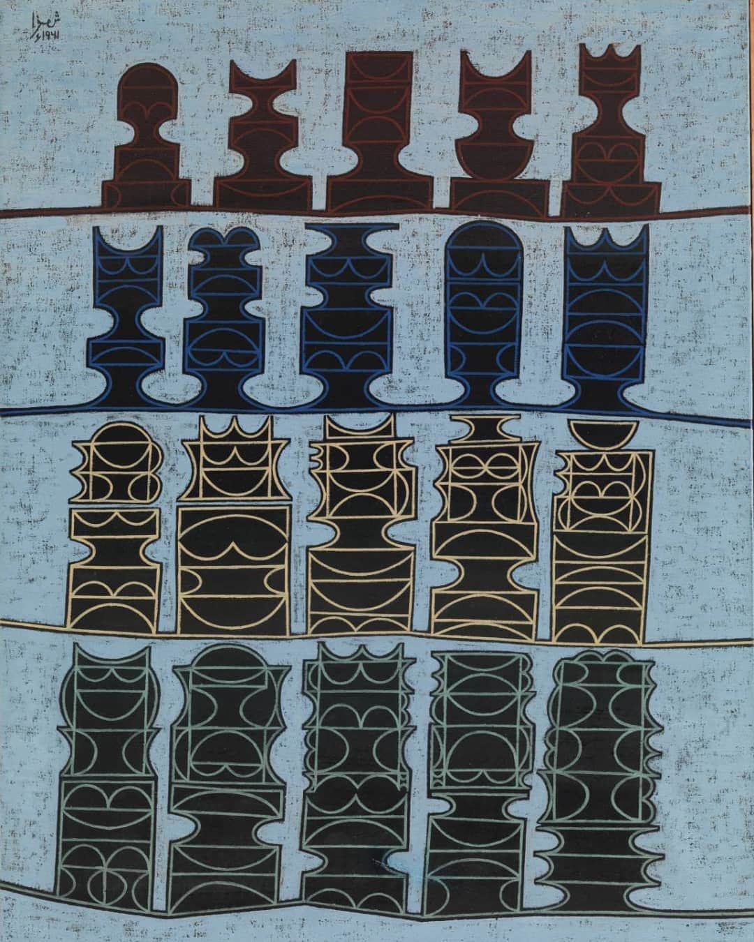 テート・ギャラリーさんのインスタグラム写真 - (テート・ギャラリーInstagram)「🌧️ A chess game for a grey Friday. What's your favourite rainy day activity?  Anwar Jalal Shemza, Chessmen One, 1961, Tate collection.」7月11日 0時54分 - tate