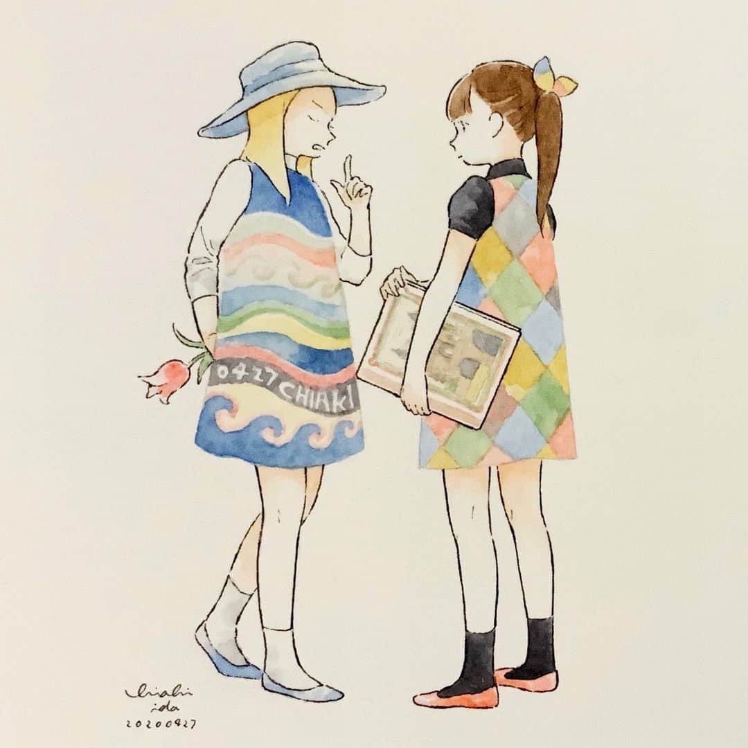 のインスタグラム：「安野光雅さんオマージュ 「きつねがひろったグリム童話」に登場する色柄に憧れて描きました」