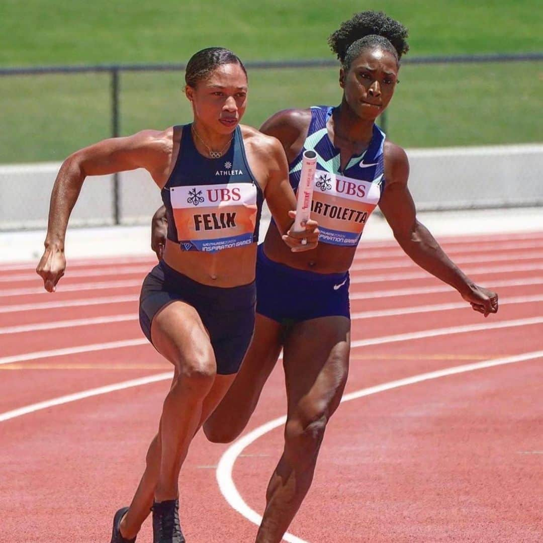 アリソン・フェリックスさんのインスタグラム写真 - (アリソン・フェリックスInstagram)「Back at it! 150m at the #InspirationGames @weltklassezurich  . Getting the stick from @tianna.bartoletta will always be special and a great job from @candacedasav on the pop off! . 📸: Getty Images| Kirby Lee」7月11日 1時19分 - allysonfelix