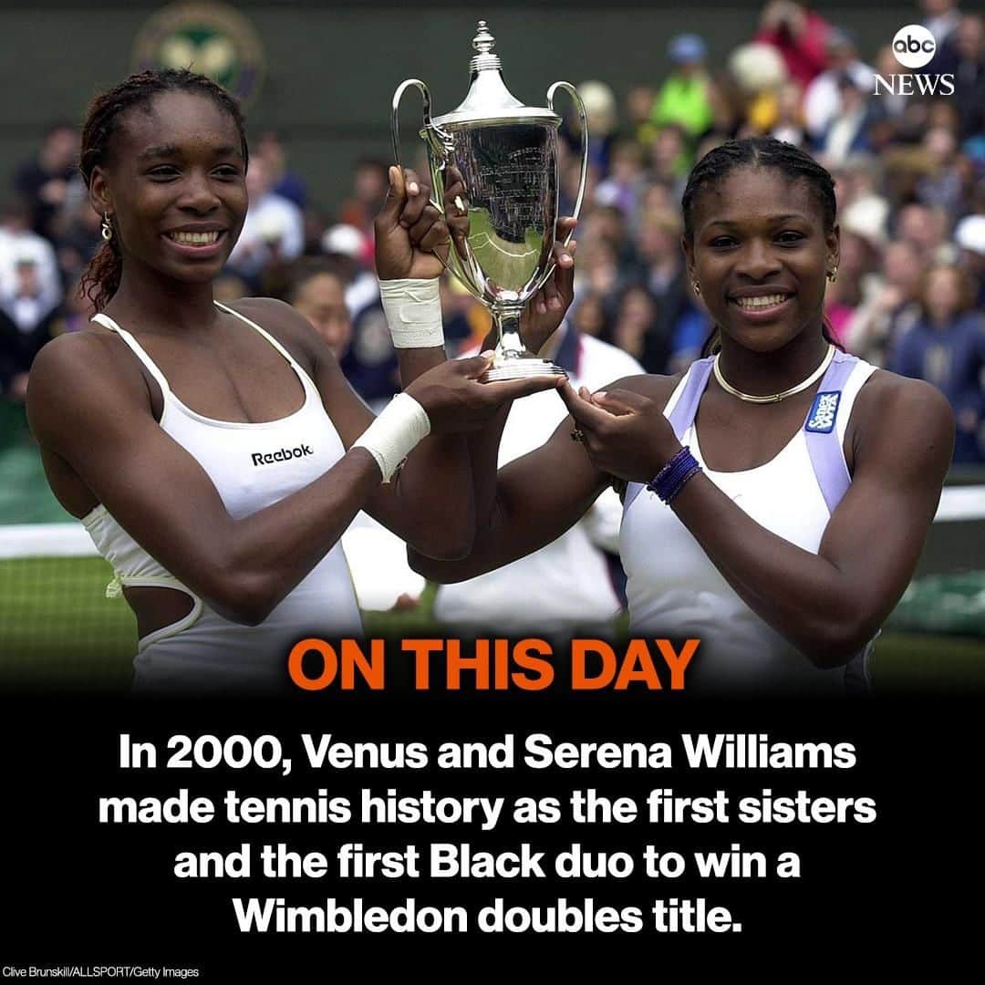 ABC Newsさんのインスタグラム写真 - (ABC NewsInstagram)「ON THIS DAY: In 2000, Venus and Serena Williams made tennis history as the first sisters and the first Black duo to win a Wimbledon doubles title. #venuswilliams #serenawilliams #tennis #wimbledon #onthisday」7月11日 1時42分 - abcnews