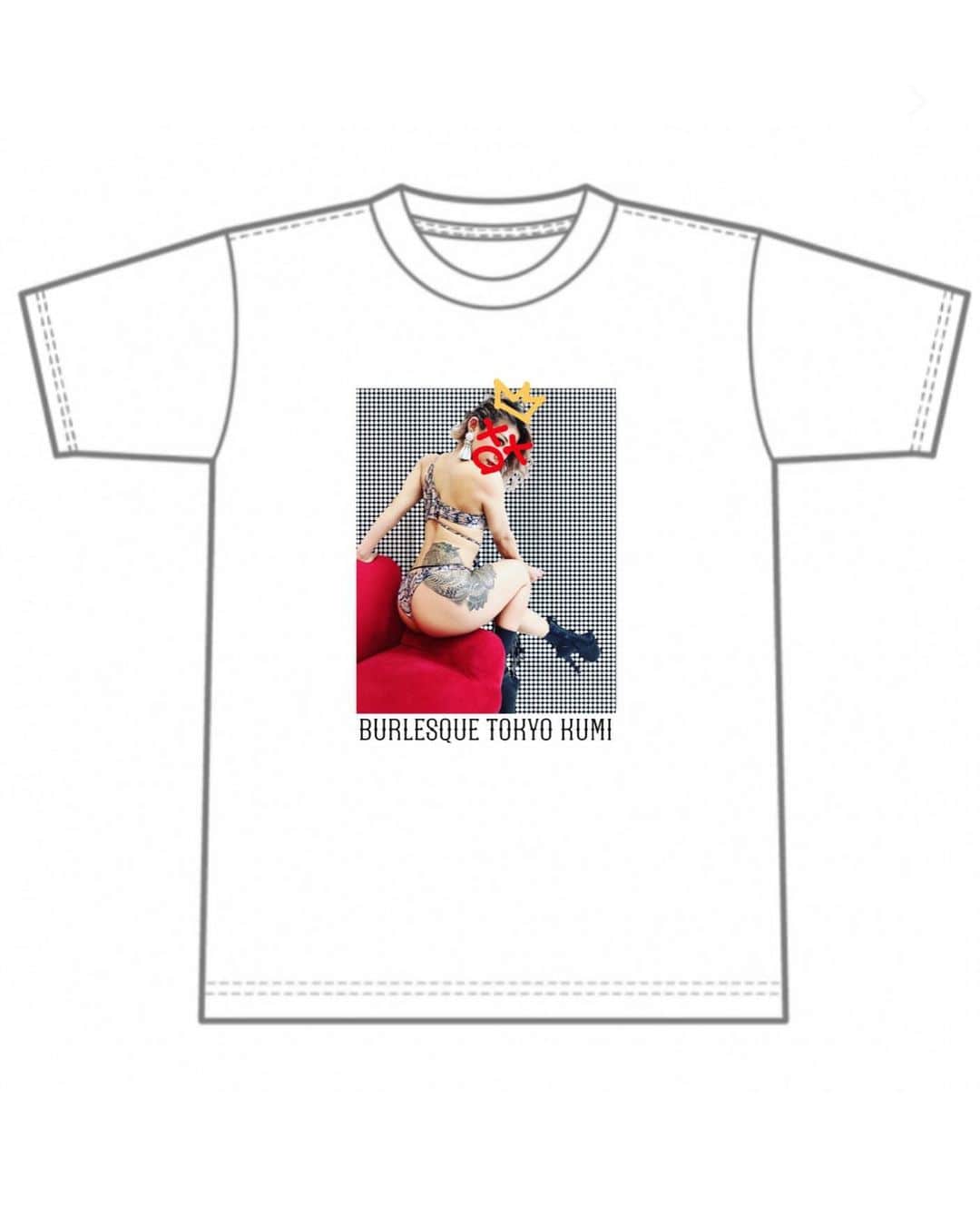 Kumiのインスタグラム：「. KumiT White ver. 購入はバーレスク店頭かオンラインショップにて！ . わたしのインスタハイライトからも 購入ページに飛べます☺️☺️ . 宜しくね👑」