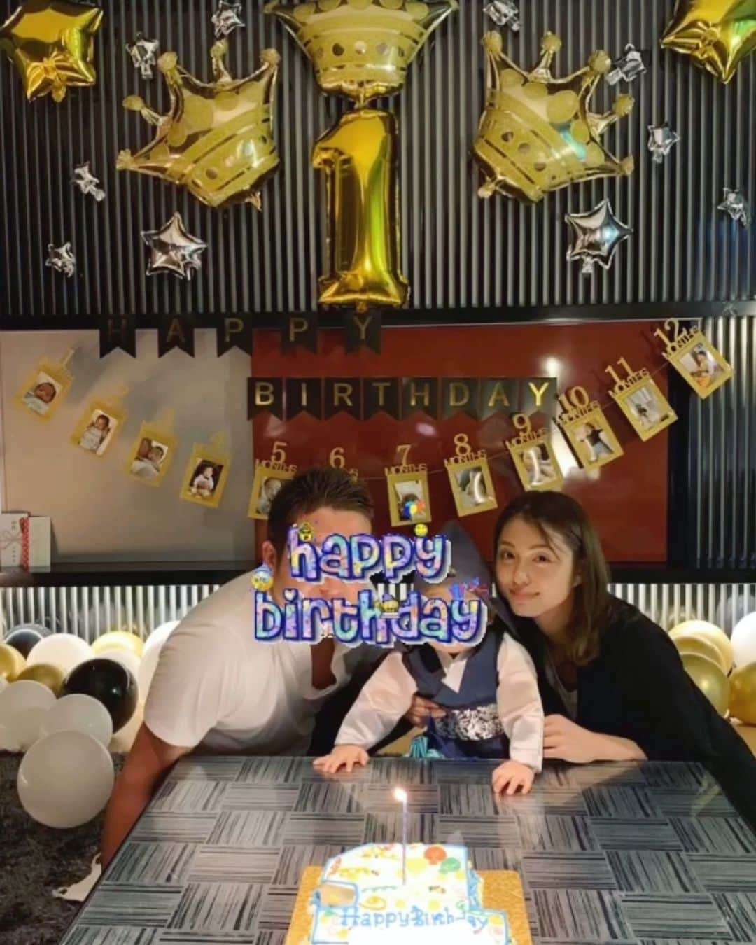 大川藍のインスタグラム：「こないだ息子が1歳を迎えました🎂  この1年あっという間に過ぎててびっくり 私もママとして1歳に。 そう思うと本当に 人生があっという間だなと感じます🥺  今息子の為に、旦那さんの為に 私が出来る事を、 妻として母親としてもっと成長していきたいと思います。  息子の笑顔が1回でも多く 毎日を過ごせるように、 息子がこれからもすくすく 元気に健康で楽しく毎日を暮らせるように☺️  #息子#1歳#誕生日#おめでとう#ママ#男の子#happybirthday」