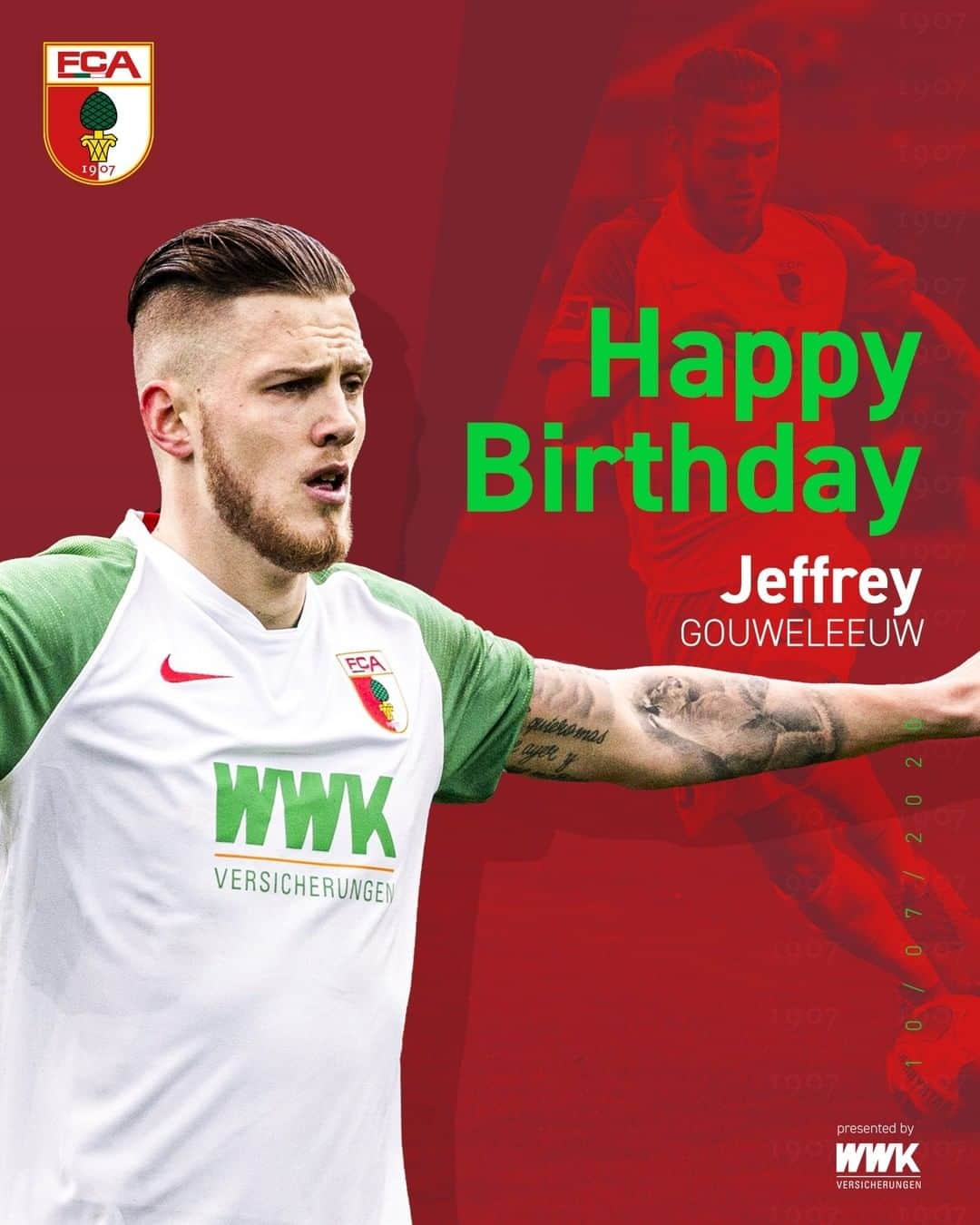 FCアウクスブルクさんのインスタグラム写真 - (FCアウクスブルクInstagram)「Unser #AbwehrJeff 😜 wird 29! 🤩 Bleib gesund und alles Gute! ✊ #FCA #FCA1907 #fcaugsburg #HappyBirthday #Gouweleeuw」7月10日 21時00分 - fcaugsburg1907