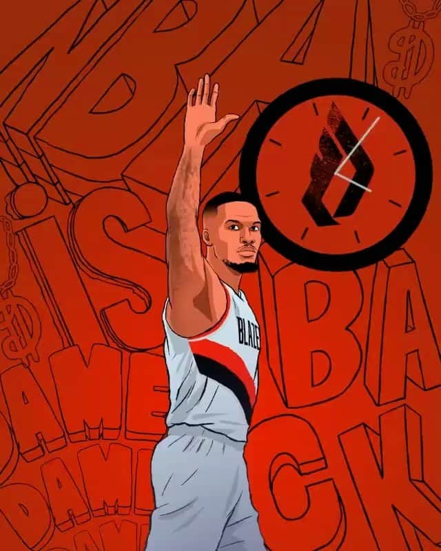 デイミアン・リラードのインスタグラム：「Shoutout to @khammy_vilaysing for the #FanArt love. — 🎶 Dame D.O.L.L.A. ft @raphael_saadiq - GOAT Spirit」