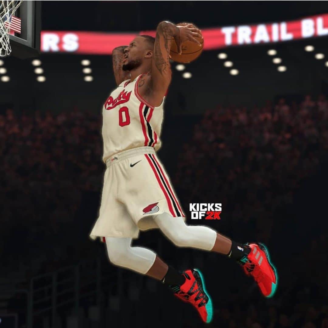 デイミアン・リラードのインスタグラム：「Shoutout to @kicksof2k for always showing the #Dame6 love. Can’t wait to see how @kicksof2k customizes the #Dame6 and Dame7 in #NBA2K21. Hit the link in my bio to pre-order #NBA2K21 today.」