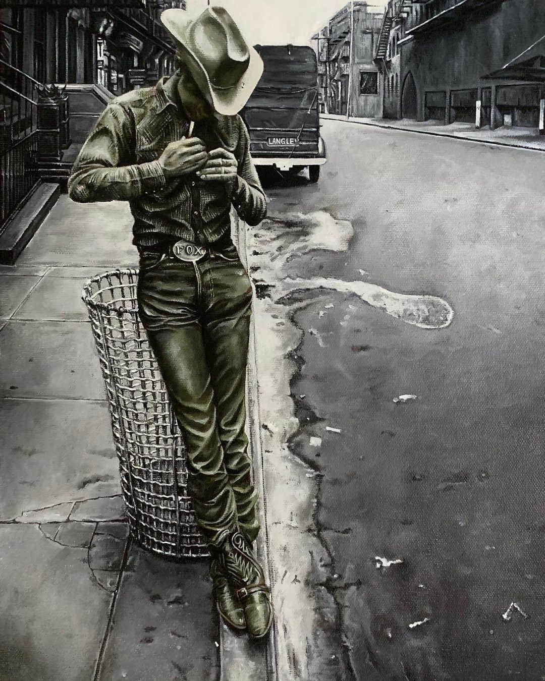 ラングリー・フォックスのインスタグラム：「Green within the grey. 🎨 oil paint」