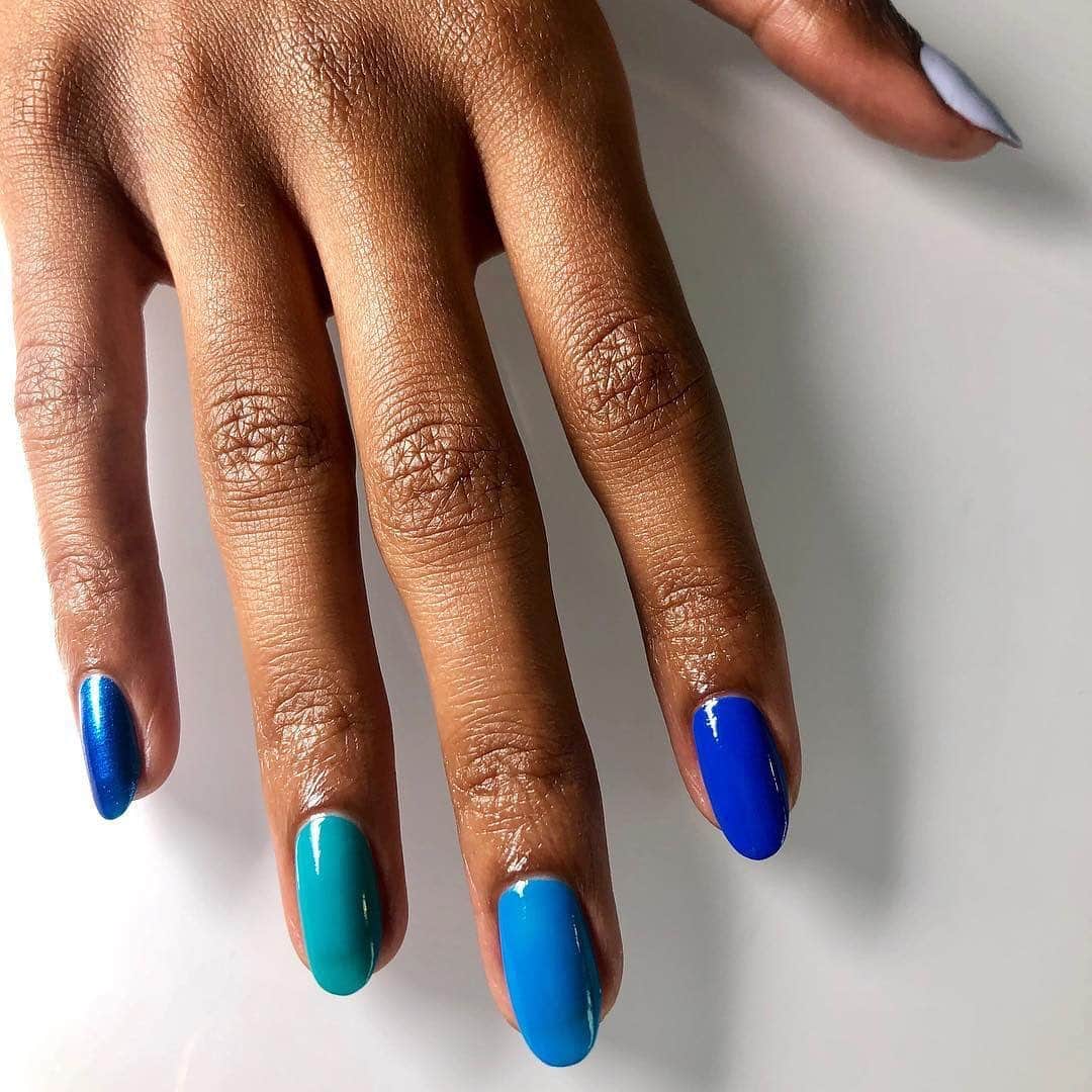 OPIさんのインスタグラム写真 - (OPIInstagram)「The bluetiful thing about rainbows is they can be any color we want. 💙@nailsbydiem   Shades #DoYouSeaWhatISea?, #DancePartyTealDawn, #SuperTropicalifijiistic, #TileArtToWarmYourHeart, & #IAmWhatIAmethyst   #BlueNails #Blue #OPIObsessed #ColorIsTheAnswer #NOTD #NailSwag #NailsOfInstagram #NailsOnFleek #NailPolish #Nails #OPI」7月11日 12時03分 - opi