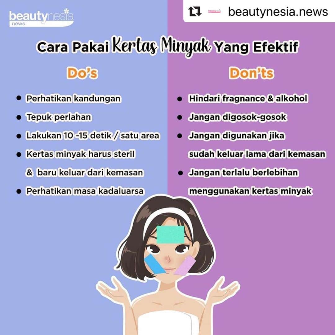 Beauty | Health | Fashionさんのインスタグラム写真 - (Beauty | Health | FashionInstagram)「Kamu pasti udah gak asing lagi dengan kertas minyak atau blotting paper. Biasanya benda ini yang paling gampang sering jadi bahan rebutan sama temen temen mau cewe atau pun cowo, setuju gak ? Nah ternyata pakai kertas minyak itu gak bisa sembarangan loh beb, ada beberapa cara agar berfungsi seara efektif, dan ada juga beberapa cara yang gak boleh dilakuin.⁣ ⁣ Coba diantara point ini mana yang sering kamu lakuin ? Mention temen temen kamu juga yuk yang sering ikutan pake kertas minyak hihihi 😉⁣ ⁣ --⁣ #BeautynesiaNews #KulitBerminyak #KulitSensitif #KulitKering #Skincarerutin #SkinCareTeenager #SkinCareRoutine #SkinCareRemaja #JenisKulit #MenentukanJenisKulit #BeautyTips #DirumahAja #NightSkinCareRoutine #Skincaremalam #KulitGlowing #Skincarepemula #Kertasminyak #blottingpaper」7月11日 16時27分 - beautynesia.id