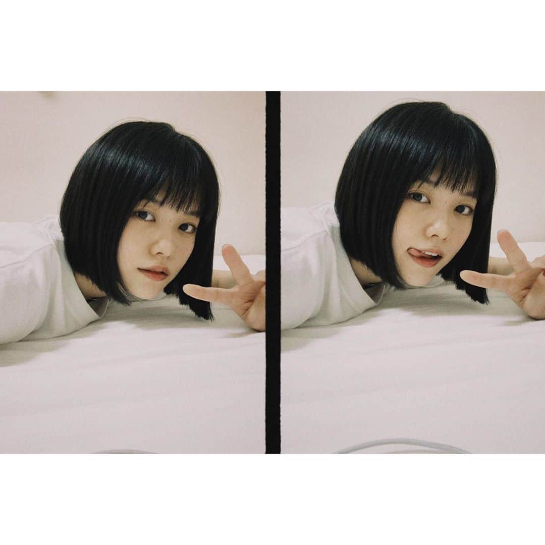 志田彩良のインスタグラム：「・ 次の作品に向け、髪の毛を切りました。 最近、伸ばしたり、切ったりを繰り返していて それに合わせて私服やメイクを考えるのが楽しいです！ 次の作品も楽しい現場になりそうで わくわくしています😋」