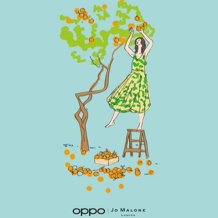 ラライン・シャーのインスタグラム：「Weekend in nature 🍊 Love these exclusive #ralineshah visuals for the limited edition collaboration of “The Tale of Two Oranges” by @oppoindonesia x @jomalonelondon🍊 . . . . . . #TaleofTwoOranges #oppofindx #joemaloneid」