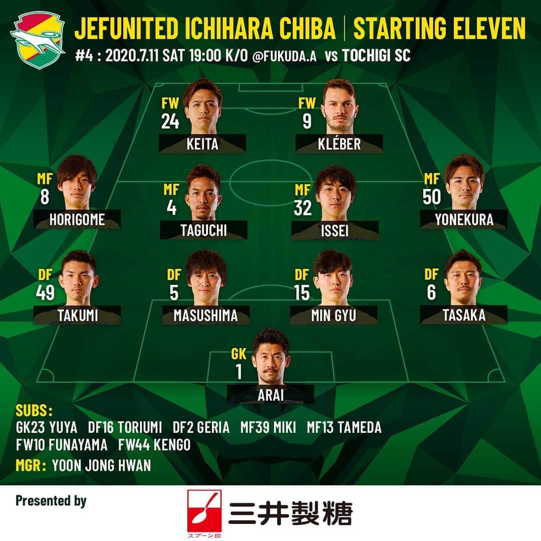 ジェフユナイテッド市原・千葉のインスタグラム：「明治安田生命J2リーグ第４節 栃木SC戦スターティングメンバー⚽❗ 連勝目指して、WIN BY ALL❗ #jefunited #ジェフ千葉 #jleague #Jリーグ #winbyall #栃木sc」