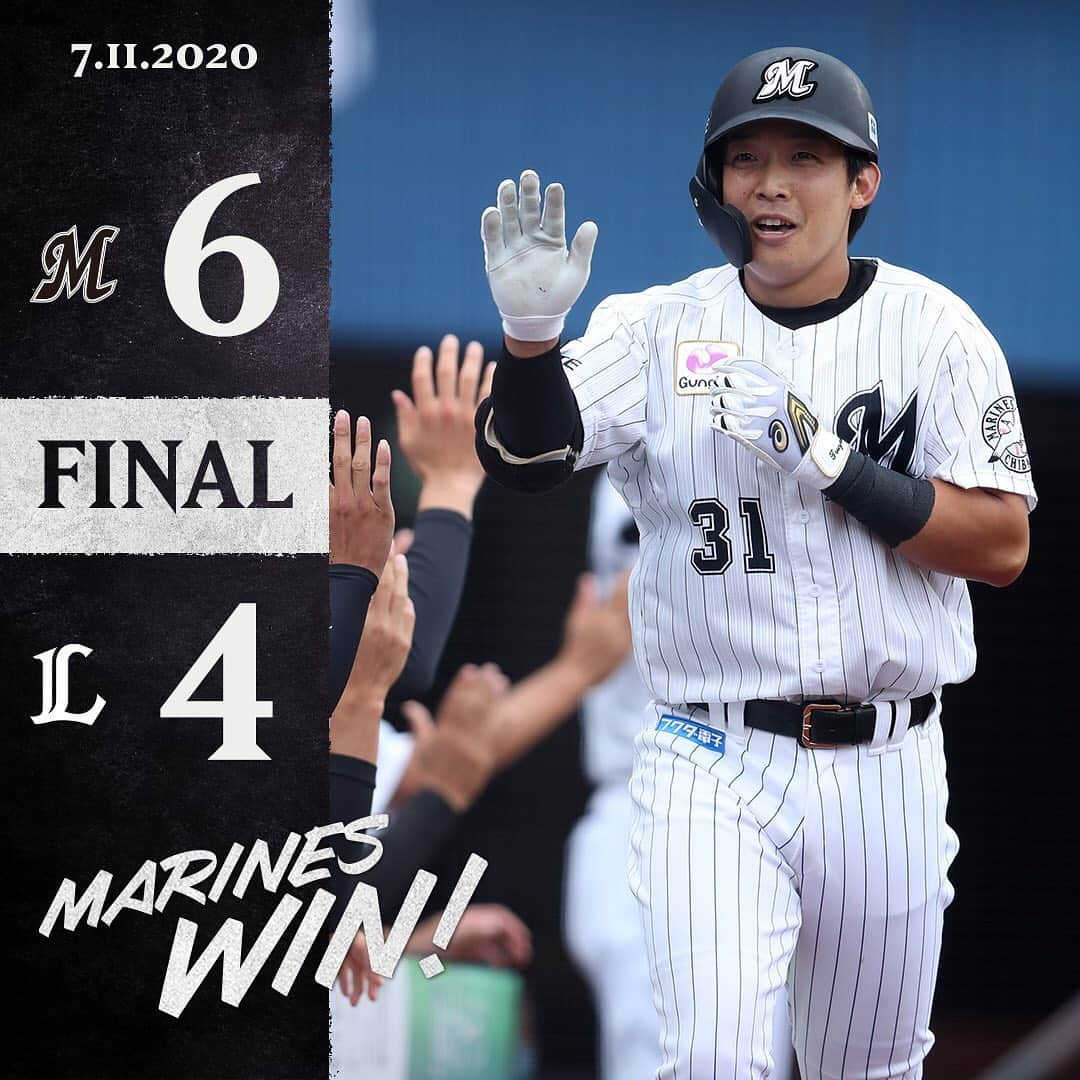 千葉ロッテマリーンズさんのインスタグラム写真 - (千葉ロッテマリーンズInstagram)「#MarinesWIN 菅野選手が先制の1号2ランを含む2安打3打点の活躍！井上選手は2試合連続のホームラン！種市投手は6回3失点で今季初勝利を飾りました。 #chibalotte」7月11日 18時32分 - chibalotte