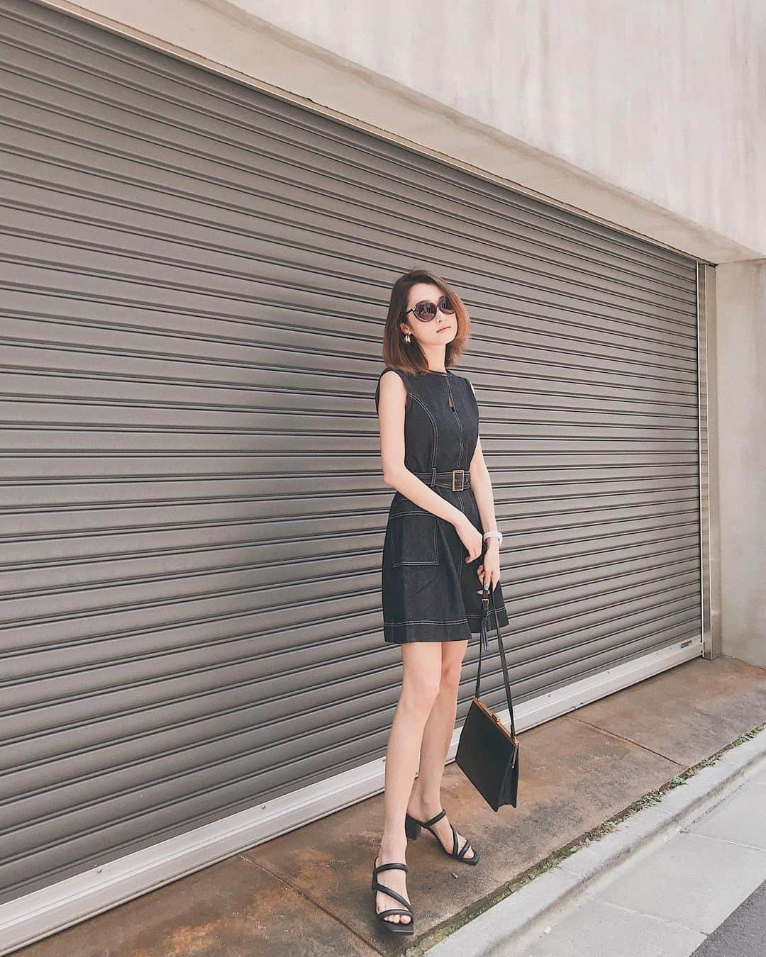 のインスタグラム：「@n_with_official   #nwith#エヌウィズ#ootd#outfit#hairarrange#shorthair#onepiece#denim#denimstyle#beaconcloset#denimonepiece#l4l#me#denimdress #onepiecestyle#wear#ワンピースコーデ#tコーデ#デニムワンピース#夏コーデ#gu#サンダル」