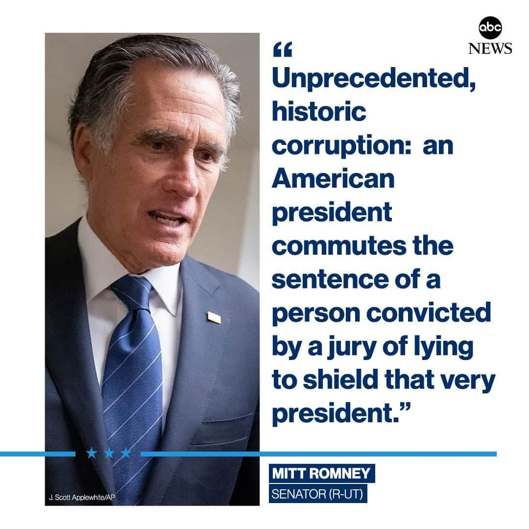 ABC Newsさんのインスタグラム写真 - (ABC NewsInstagram)「"Unprecedented, historic corruption."  Republican Sen. Mitt Romney condemns Pres. Trump's commutation of longtime ally Roger Stone's sentence. #mittromney #donaldtrump #rogerstone #commutation #politics」7月11日 23時35分 - abcnews