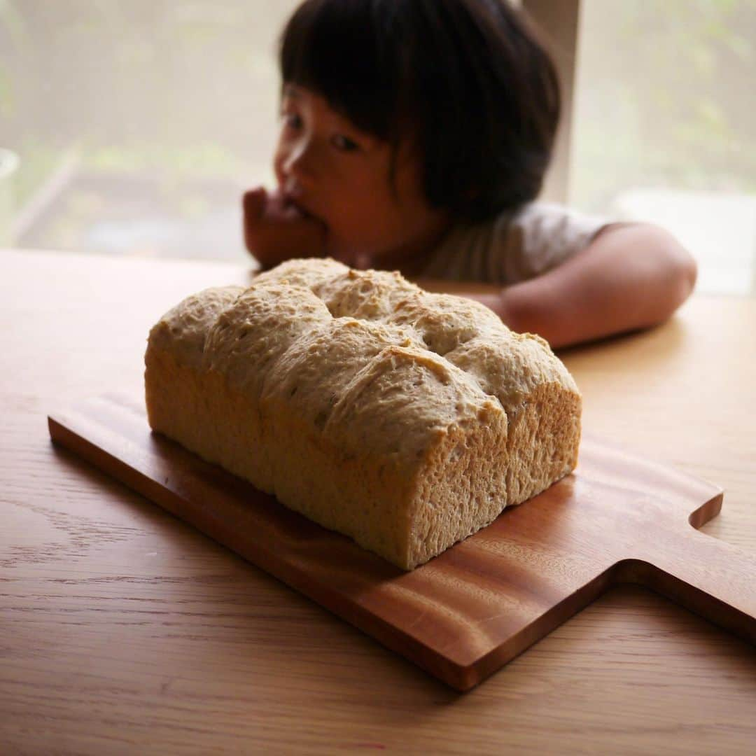 COLLOのインスタグラム：「産後初パン焼きました🍞🙌  安静に〜…と我慢我慢していましたが、あまり捏ねない(お腹に力が入らない！)ものなら大丈夫かな…と久々にライ麦食パンを。 やっぱり手作りパンは美味しい🥰  妊娠出産は我慢の連続すぎて、辛抱のない私は本当に驚いてしまう…世の母たち偉すぎです👏  今回早々に準備して楽しみにしていたへこ帯もいい感じに使えています✨ 貧乏性にて生地を買って縫い合わせた一応手作りのもの。 さっと手際よく結ぶべく一人ひそかに頑張っています🤗 ・ ・ #手作りぱん #あかちゃんのいる生活 #へこおび #Tシャツの裾がめくれてる #なんといってもワインが飲みたいのが一番かもしれない🍷 #あの赤い飲み物が恋しいな」