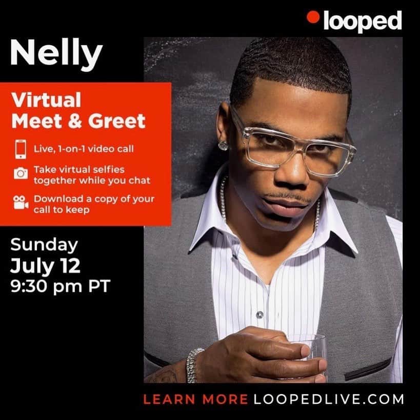 ネリーさんのインスタグラム写真 - (ネリーInstagram)「Yoo yoo After I show out for MY city! Come meet me! Grab a ticket for my 1-on-1 virtual meet & greet event on the #LoopedApp here http://loopedlive.com/talent/45346」7月12日 11時49分 - nelly