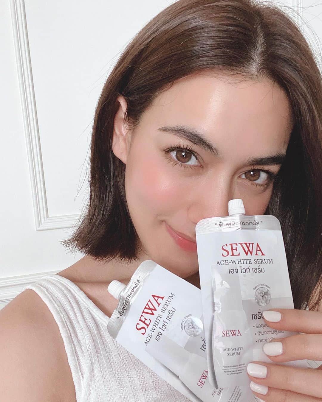 のインスタグラム：「Sewa age white serum มีแบบซองแล้วนะคะ พกง่ายสะดวกราคาสบายๆ และใช้ดีมากๆจริงๆค่ะ ❤️ @sewathailand #sewaagewhiteserum」