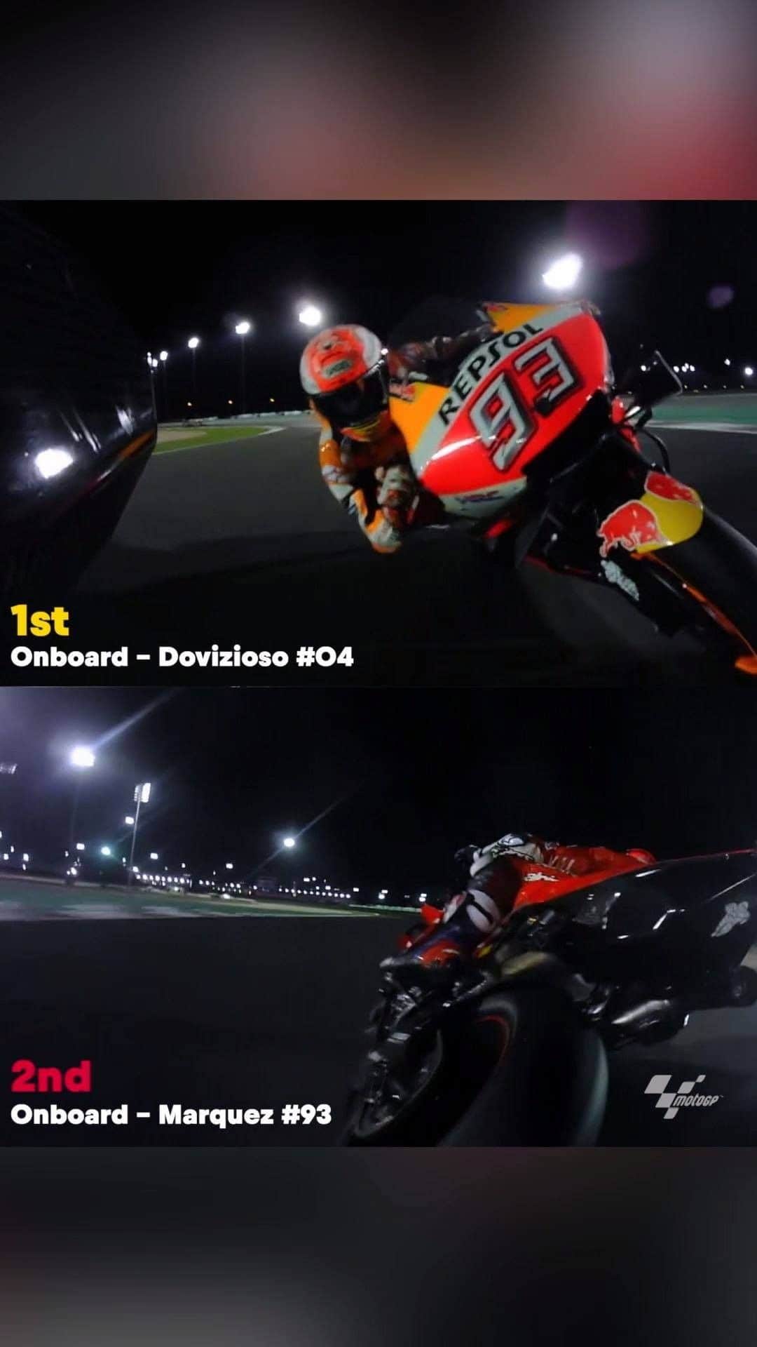 レッドブルのインスタグラム：「who else remembers the EPIC final lap between @andreadovizioso and @marcmarquez93 in Qatar 😰 👏 *this* is what not taking second place as an option looks like... . @motogp  #redbull #givesyouwings #motogp #qatarGP #motorsports」