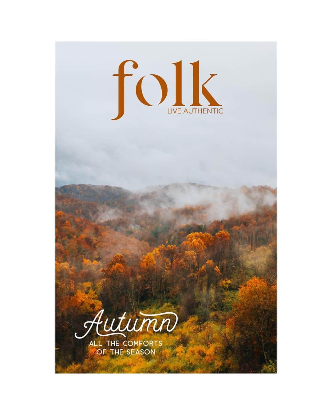 FOLKのインスタグラム：「WHICH DO YOU PREFER? Work on the fall issue is moving right along! The issue is filled with all the comforts we’re craving this autumn season...beautiful stories of autumn time wanderlust, delicious warm recipes of apples, pumpkins, and molasses...and everything else in between. The pre order will start in a couple of weeks, but for now we need help with the cover image...the text will change a little bit. We aren’t loving the orange on the first one.」