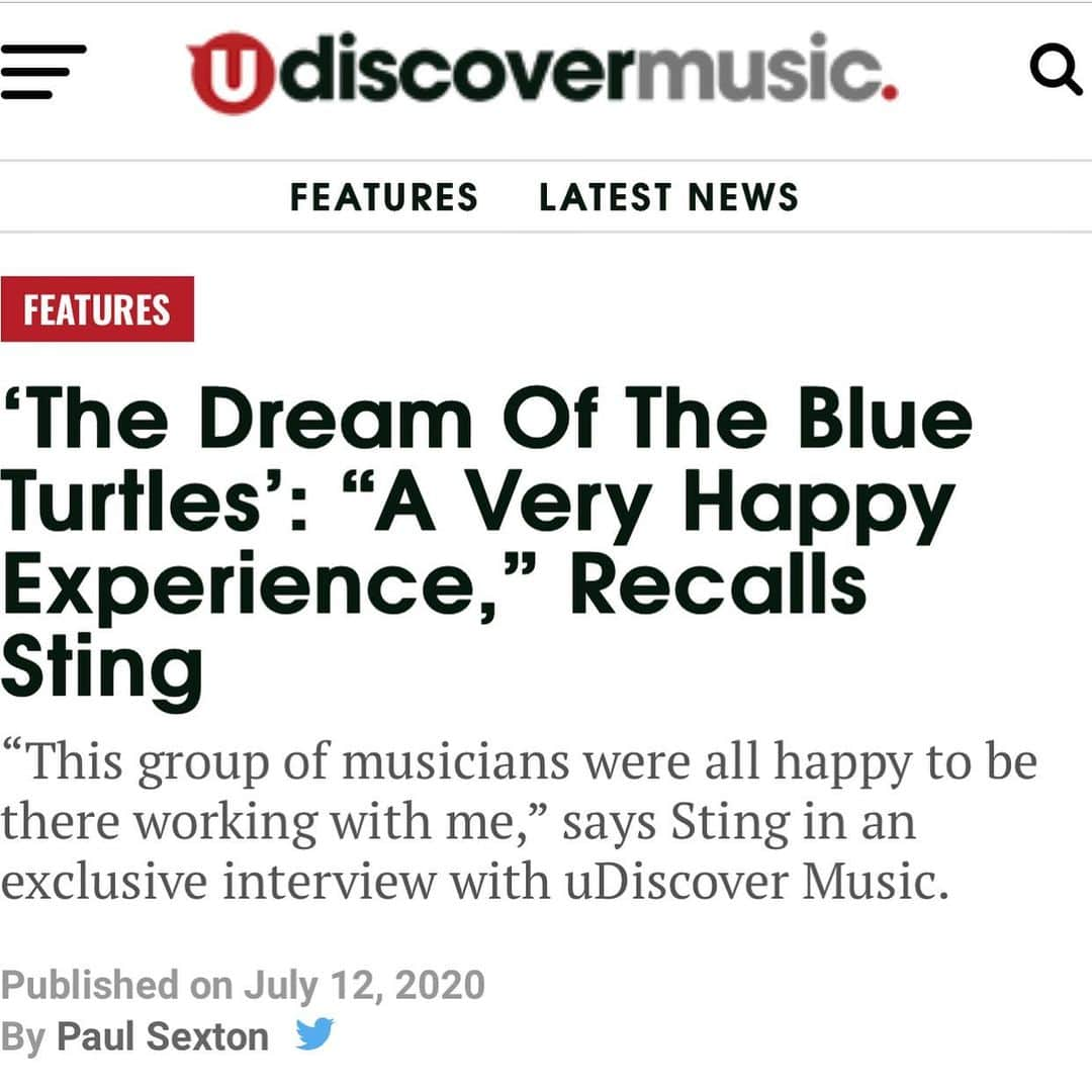 スティングさんのインスタグラム写真 - (スティングInstagram)「35 years ago today, I released “The Dream of the Blue Turtles” album. You can read the story of how it all came together at @udiscovermusic」7月13日 0時59分 - theofficialsting