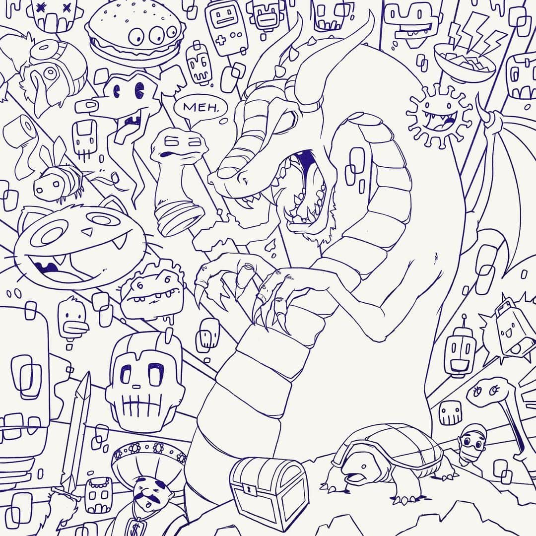マイク・シノダのインスタグラム：「‪How would you color the “Dropped Frames Vol 1” album cover? Make sure to tag me in your version.‬  ‪While you’re coloring, I have a great album you can listen to 😉http://mshinoda.com/droppedframes‬」