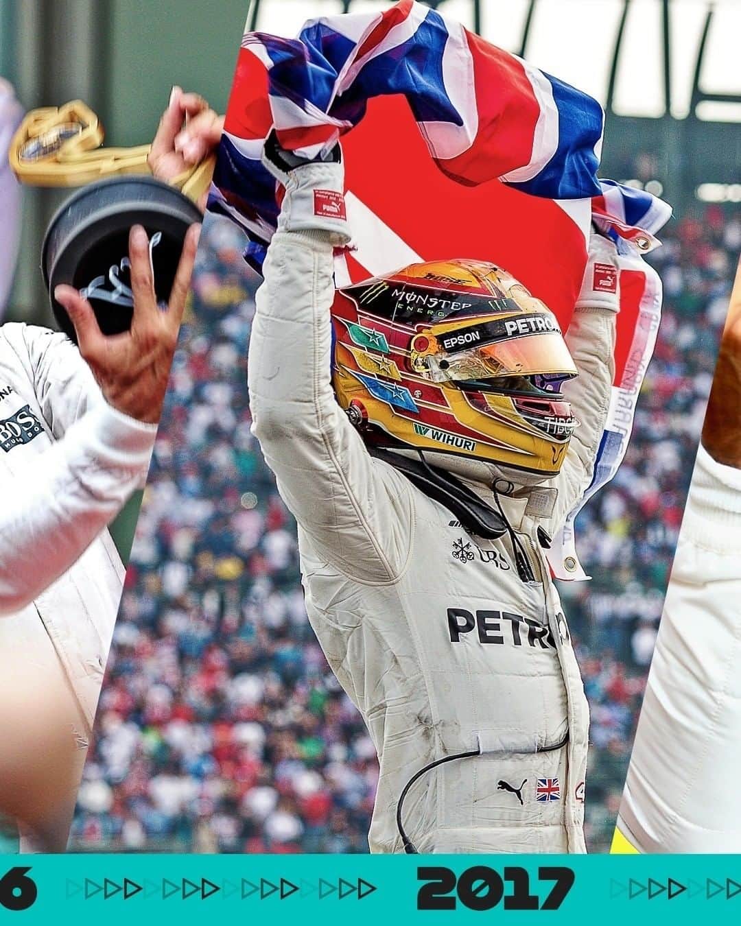 F1さんのインスタグラム写真 - (F1Instagram)「A record that no one can match! . Swipe 👈 to see @lewishamilton celebrating wins in every year he's raced . #AustrianGP 🇦🇹 #Formula1 #F1」7月13日 2時46分 - f1