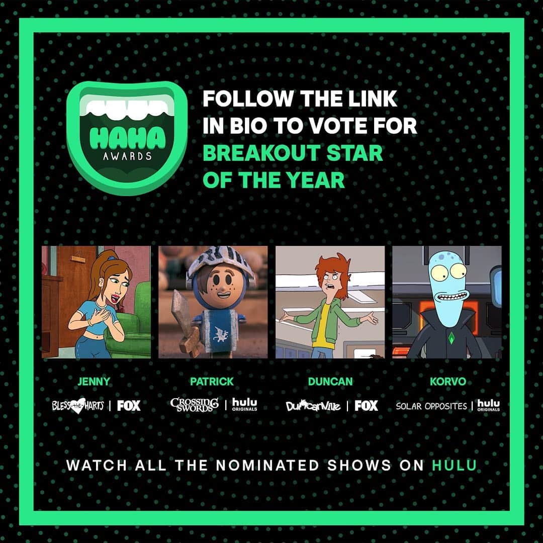 Hulu Home of Emmy-winningさんのインスタグラム写真 - (Hulu Home of Emmy-winningInstagram)「🤯 <--us trying to choose Breakout Star of the Year _____________ Follow the link in our bio to vote for your favorite animated characters in the first annual #HAHAwards. Voting closes 7/19.」7月13日 3時29分 - hulu