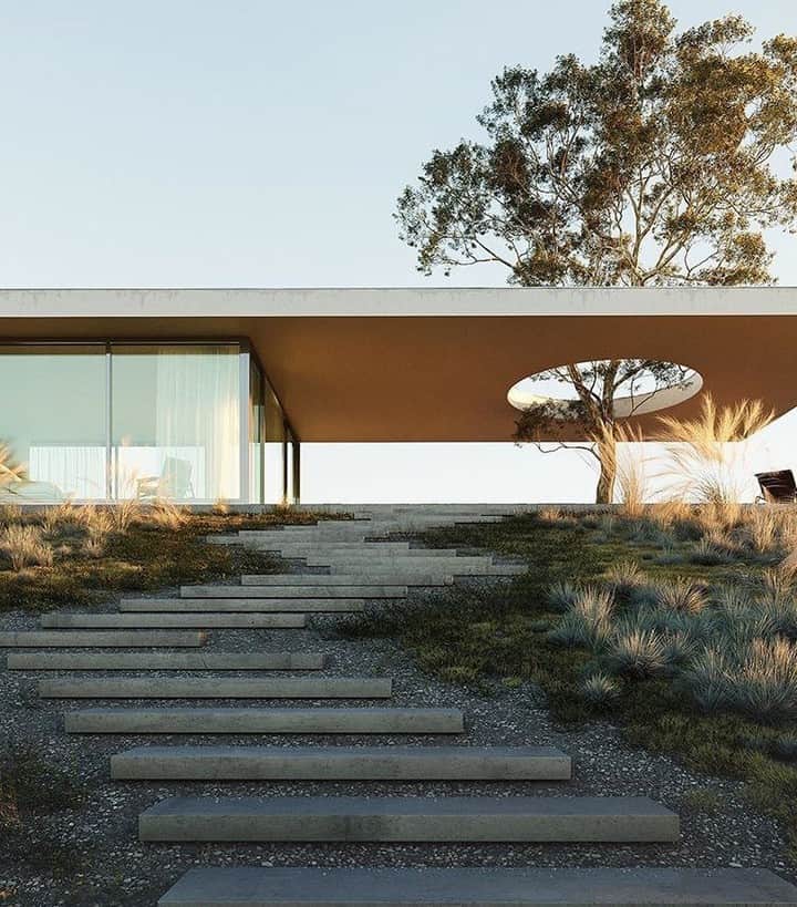 カレントエリオットのインスタグラム：「villa in desert by stepan kotyk #interiorinspo」