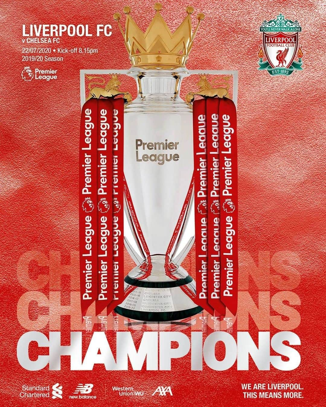 リヴァプールFCさんのインスタグラム写真 - (リヴァプールFCInstagram)「C H A M P I O N S 🏆 The matchday programme cover for our clash with @chelseafc 😍 #LFC #LiverpoolFC #PremierLeague #Champions」7月13日 4時15分 - liverpoolfc