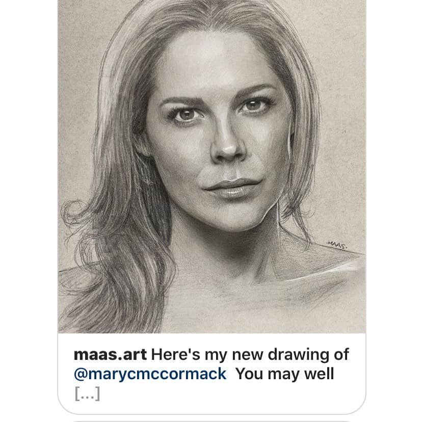 メアリー・マコーマックさんのインスタグラム写真 - (メアリー・マコーマックInstagram)「I was so struck by this portrait by the super talented Justin Mass.  @maas.art  I own it now.! What a complete gift.  Thank you Justin.」7月13日 6時18分 - marycmccormack