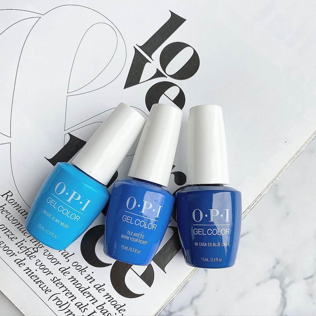 OPIさんのインスタグラム写真 - (OPIInstagram)「Which blue hue moves you and speaks to your soul? 💙 @opi_gelcolor_  Shades: #MusicIsMyMuse, #TileArtToWarmYourHeart and #MiCasaEsBlueCasa  #ColorIsTheAnswer #HealingRainbow #OPIObsessed #OPIGelColor #NailTrends #BlueNails #Summer2020 #SelfLove」7月13日 11時16分 - opi