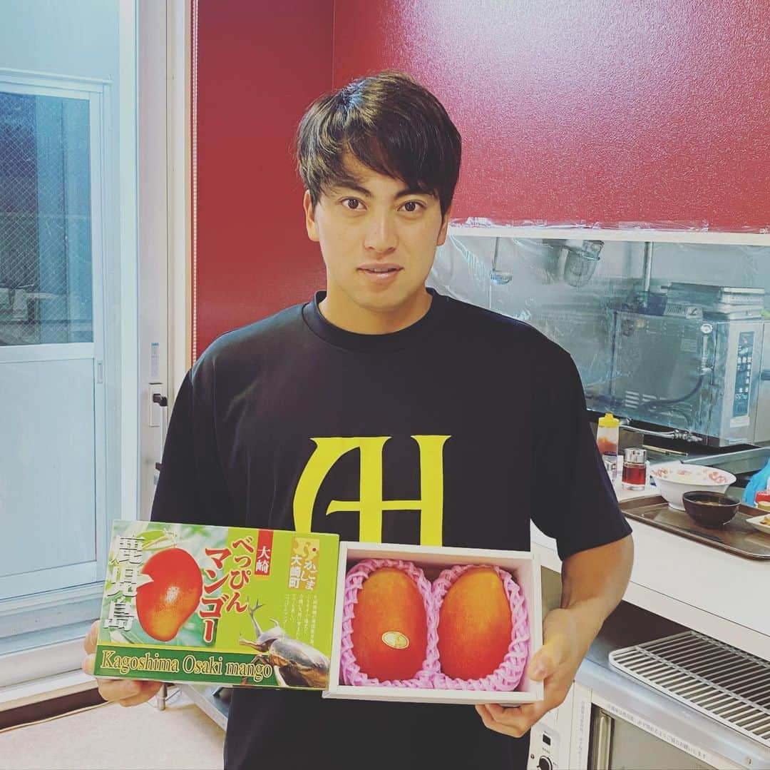 小郷裕哉のインスタグラム：「. 自主トレでお世話になった鹿児島県大崎町から特産物のマンゴーが届きました🥭」