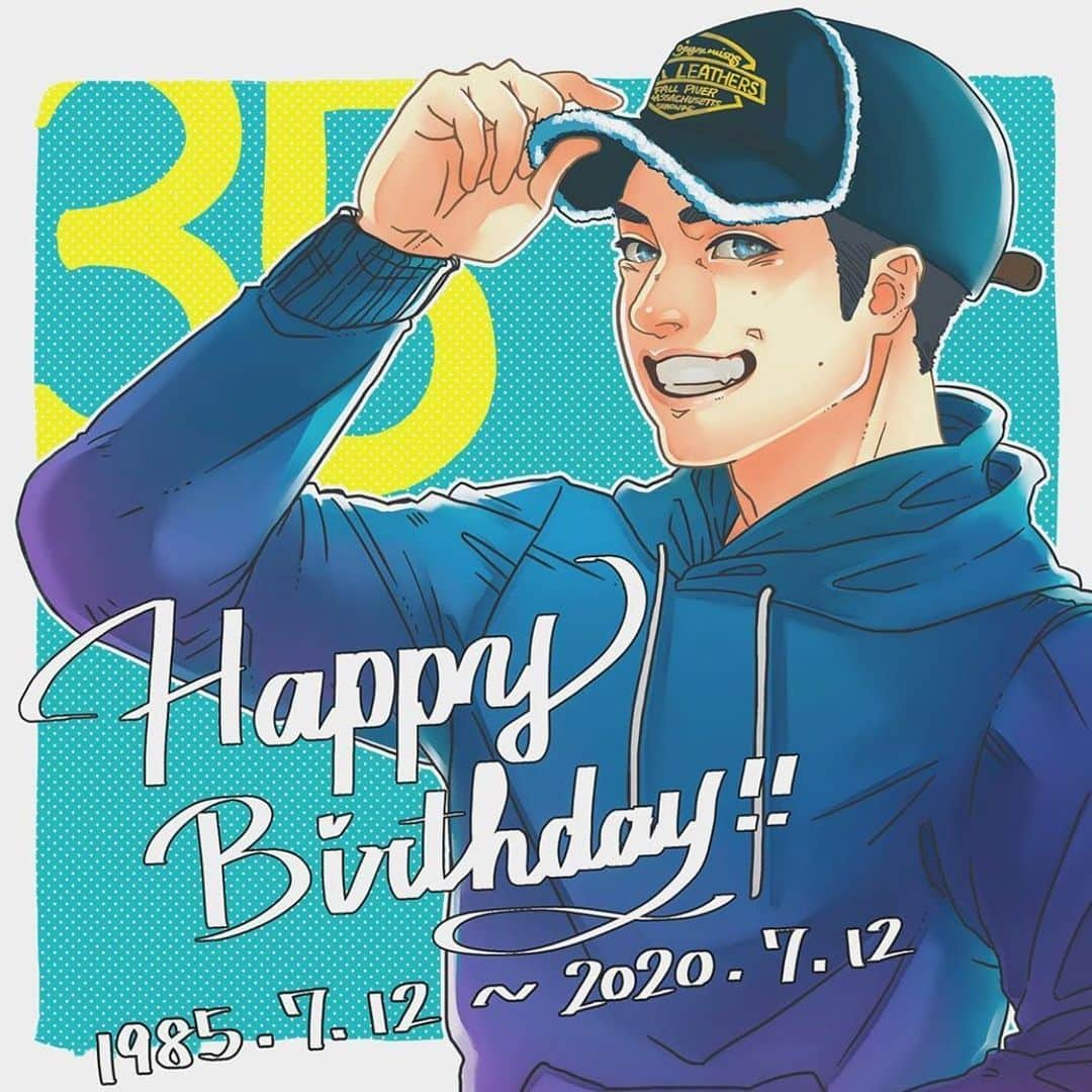 伊阪達也のインスタグラム：「#7月12日 誕生日でした。 35歳。なんか区切りがいい！ 絵ありがとうございます！！！ #basi4215」