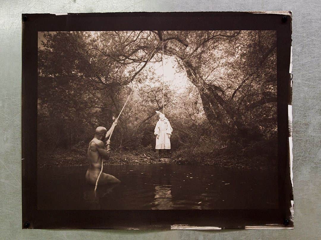 タイラー・シールズのインスタグラム：「The goal when you make an image is that it becomes bigger than you, that’s exactly what this image has done, I wish it wasn’t as relevant as it was, but I am very proud to have created this. Lynching in Platinum Palladium 20 by 15 inches. With the help of my amazing Platinum printer @hiddenlightllc I have just added this the my growing collection of Platinum Palladium prints. These prints I’d taken care of will last up to 2000 years. This photograph is so special to me I wanted it to be a part of my history and legacy forever. We have only made 3 of these plus 2 Artist proofs and they will be gone very quickly, but I wanted to share out of my own pure excitement.  For any photographers out there @hiddenlightllc is running a special deal on 8 by 10 platinum prints and I highly recommend making one as this special deal will not last an you will see your work like you never have before. What room would you hang this print in?」