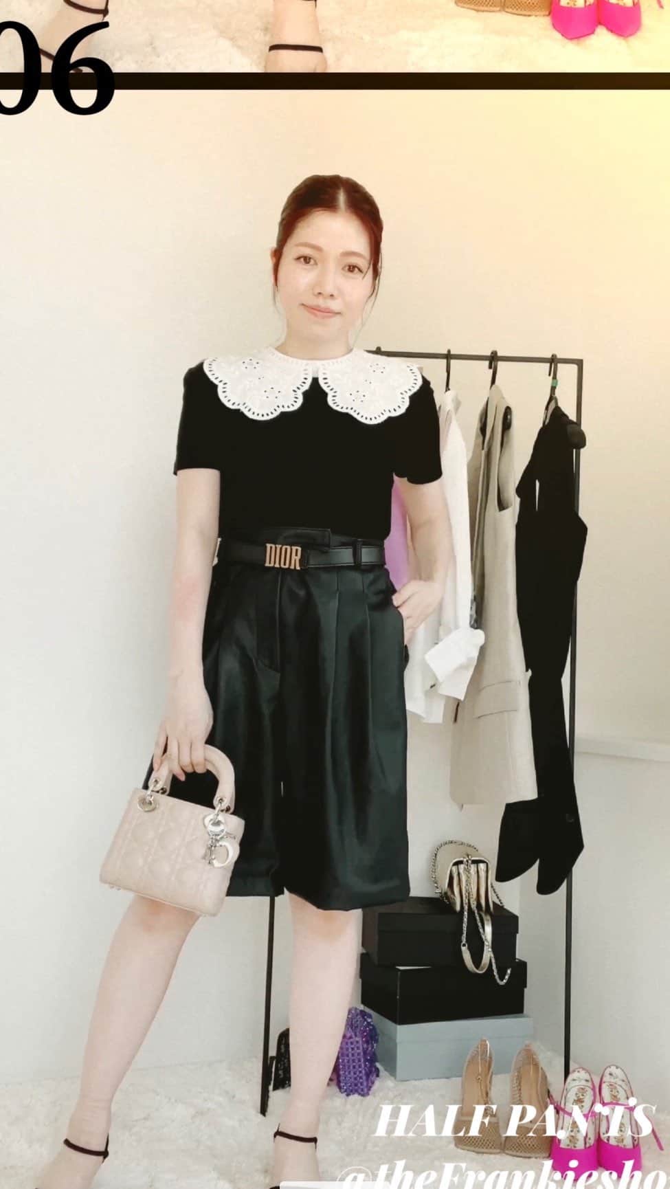 山脇道子のインスタグラム：「初めてのIGTV📺 解説がうまく出来なくて 聞き取りにくいですね😣😰 改善しながら これから色々挑戦して行きたいと 思っています❣️ . 初回は春に @thefrankieshop で買った 膝丈のエコレザーパンツを 6通りに着てみました👖 クローゼットを見渡しながら 着回しを考えるのって楽しい🥰」