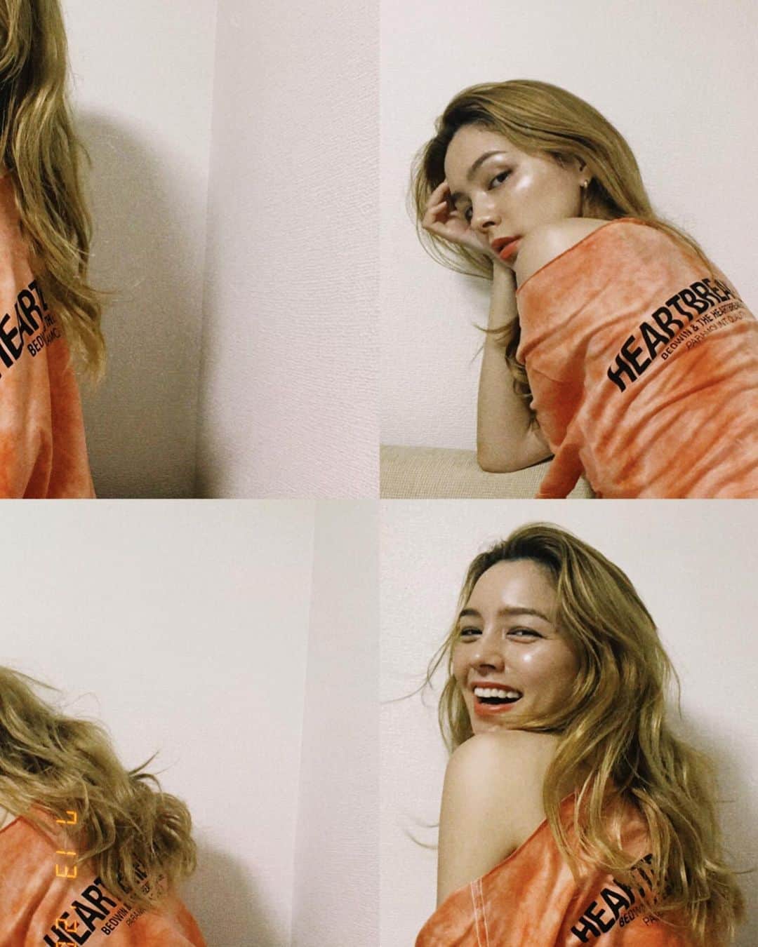 ステファニーのインスタグラム：「🍊🍊🍊 おうちでも可愛くておしゃれがいいねっ。 #love #fashion #tshirt #bedwin #bedwinandtheheartbreakers #おうちでbedwin」