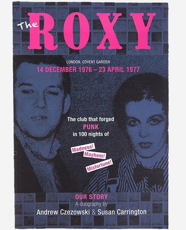 アンダーグラウンドのインスタグラム：「The Roxy Our Story are the diaries and memories of this infamous club by Andrew Czezowski and his lifelong partner Susan Carrington. How it all came about, looking out from the centre of the maelstrom at the impact they were having during the most crucial 100 nights in PUNK rock music. It tells the fascinating story of the radical, anarchic ‘ROXY CLUB’ in 1977’s Covent Garden, London. With its home-made ethos Andrew and Susan had no political agenda other than to live on their own terms, all they expected from others was to do the same. The ROXY Club’s sounds, style and ideas still reverberate through alternative culture to this day. Illustrated with over 100 rare and previously unseen personal archive photos, flyers, rare artwork and newspaper clippings, diary entries, band contracts and other ephemera of the time, featuring exclusive quotes from some of the PUNK bands that played this historical club. The ROXY book will be a highly entertaining and visually stunning guide to a pioneering alternative to the mainstream UK music scene, a handbook of pluck and determination, and a refusal to accept the norm while painting on a new canvas without brushes.⁠ ⁠ Available from the UNDERGROUND BOOK COLLECTION on our online store」