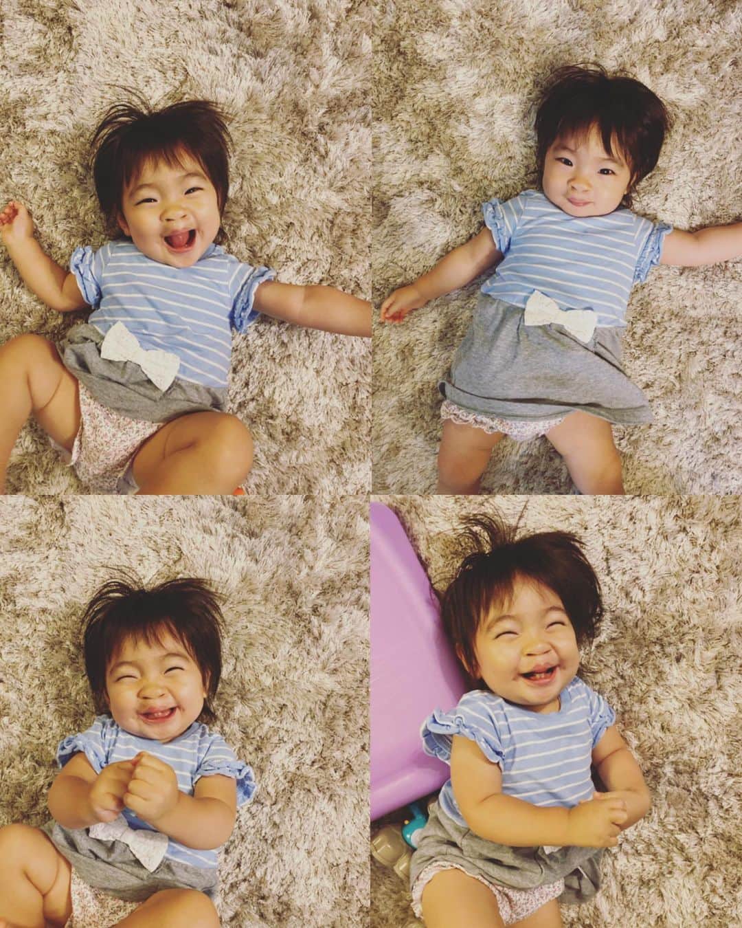 吉田早織のインスタグラム：「🌸16month🌸﻿ ﻿ ﻿ ﻿ 毎日よく食べよく寝てよく笑う娘👧💕﻿ ﻿ ﻿ おうどんが大好きで1玉余裕でぺろり😳﻿ 食べた後は心配になるくらいお腹パンパン。﻿ ﻿ ﻿ ﻿ やる事なす事面白すぎて、、﻿ ﻿ これから話せるようになったらどうなっちゃうの？！﻿ 楽しみすぎる💕﻿ ﻿ ﻿ たくさん笑わせてくれてありがとう☺️﻿ ﻿ ﻿ ﻿ ﻿ ﻿ ﻿ #生後16ヶ月 #1歳 #1歳4ヶ月 ﻿ #女の子ママ ﻿ ﻿ ﻿」