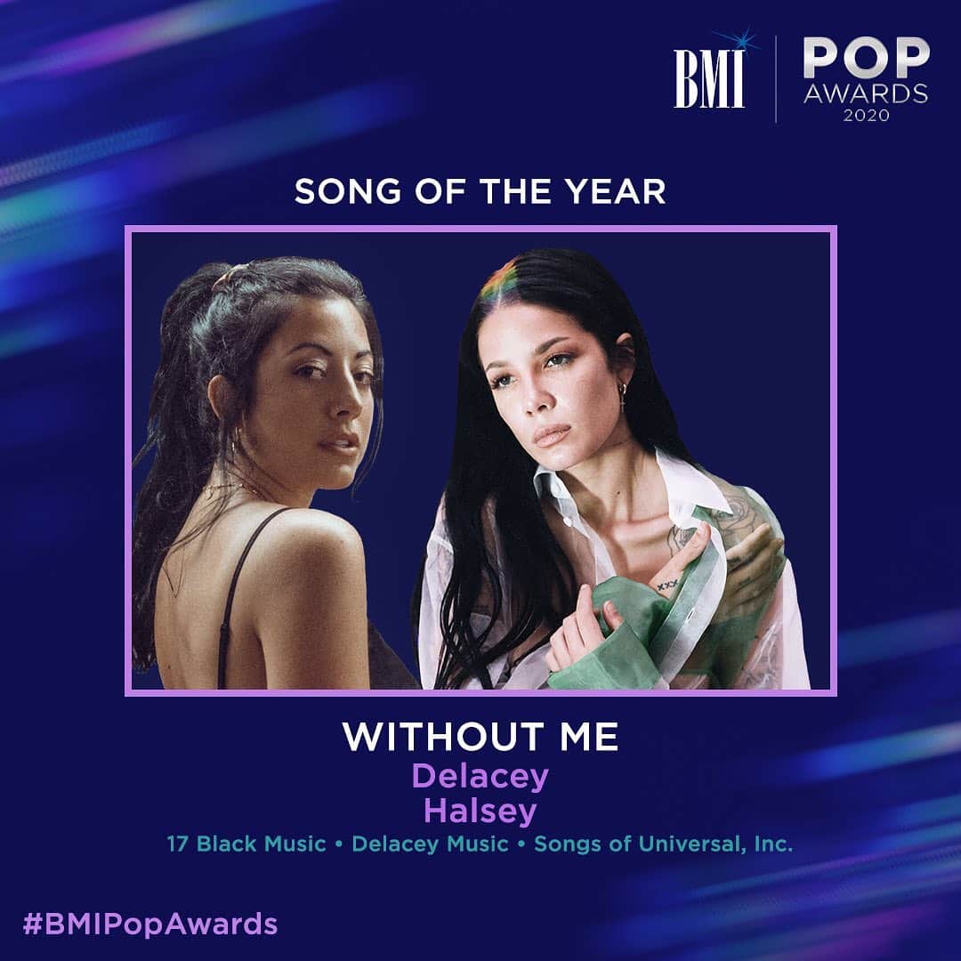 Broadcast Music, Inc.さんのインスタグラム写真 - (Broadcast Music, Inc.Instagram)「Huge congratulations to @Delacey and @iamhalsey on co-writing this year’s Song of the Year, “Without Me!” #BMIPopAwards Tap our 🔗 to see special messages from these amazing #songwriters and a full list of winners! #Halsey #Delacey #PopMusic #WithoutMe」7月13日 23時23分 - bmi