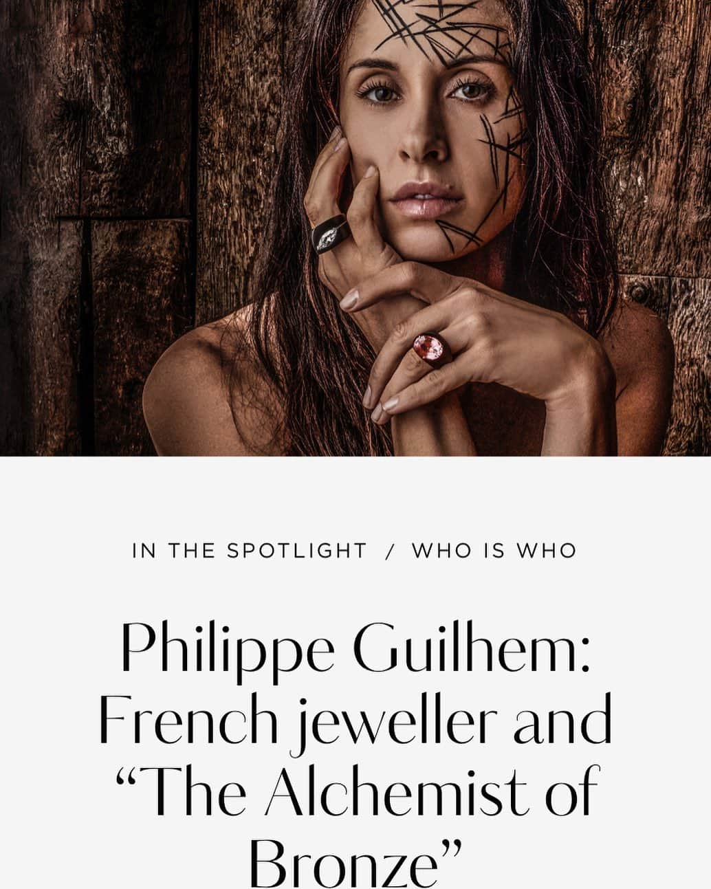 マリア・ベルチェノワのインスタグラム：「What a beautiful article on our Bronze collection ❤️ @philippe_guilhem_official Something that is more that a jewelry, it’s an art... To read an article see the link in the Bio. #jewelry #gemstones  #art @katerina_perez」