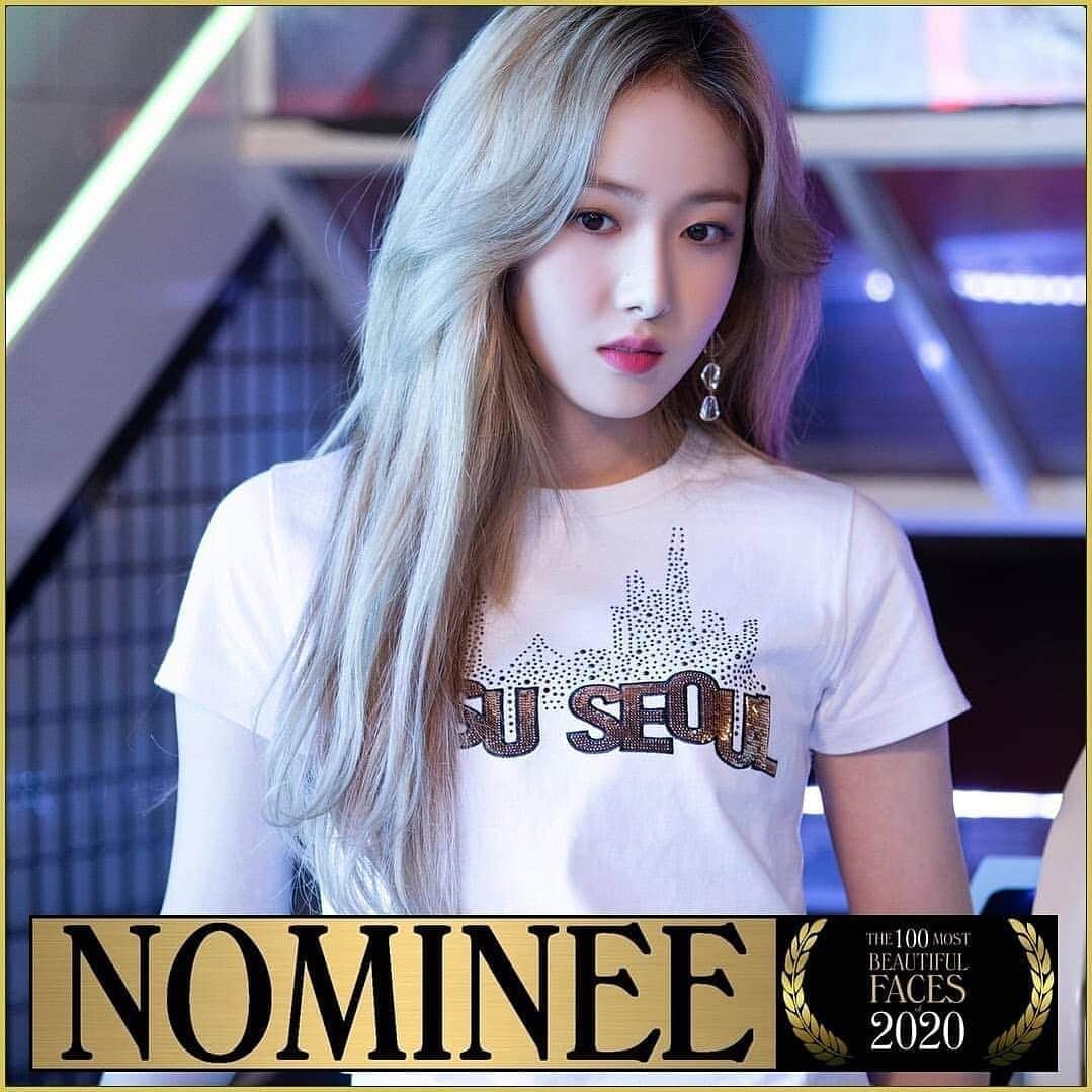 シンビのインスタグラム：「[INFO] 200713 ; #신비 #Sinb is nominated for the Top 100 Most Beautiful Faces of the World 2020! — •• Go like the same post at @tccandler  and vote for @bscenez! // link can be found in my instagram story」